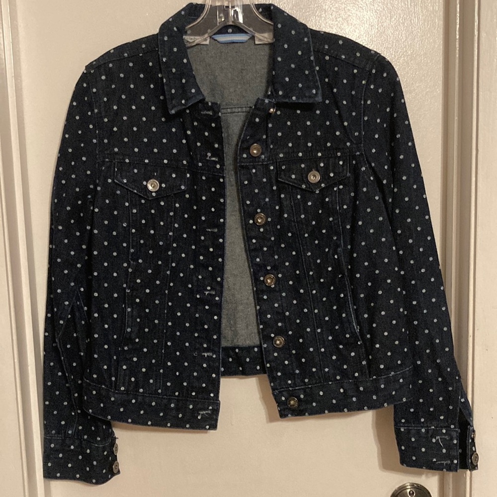 Liz Claiborne Dark Blue Polka Dot Denim Jacket
